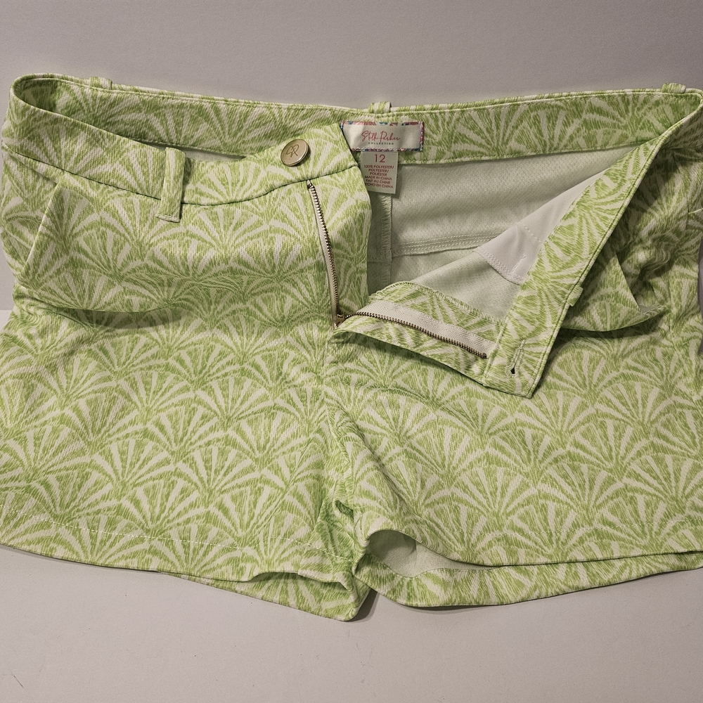 Green Patterned Stelk Parker Polyester Shorts